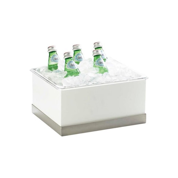 Cal-Mil 3005-10-55 Luxe Ice Housing 10"W x 12-1/4"D x 6-1/2"H White and Stainless Steel 3005-10-55 - main